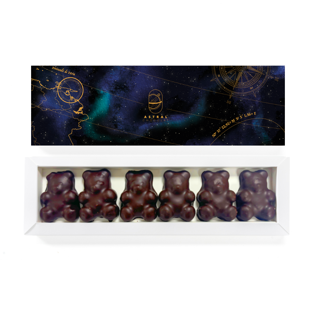 Coffret de 6 Oursons Guimauves Vanille (Lait / Noir / Mixte)