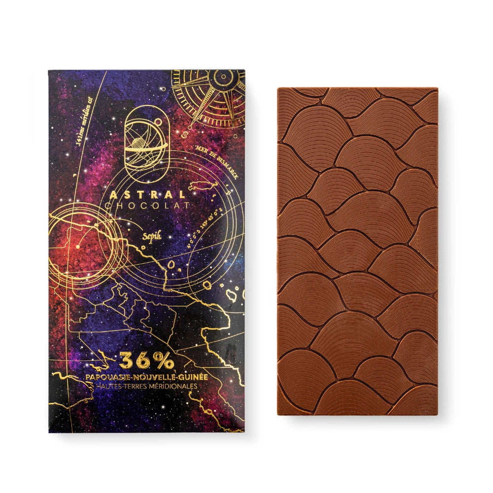 chocolat au lait 36% Papouasie Nouvelle-Guinée, chocolat au lait Asie, chocolat asiatique, chocolat au lait de dégustation, chocolats du monde entier, astral chocolat