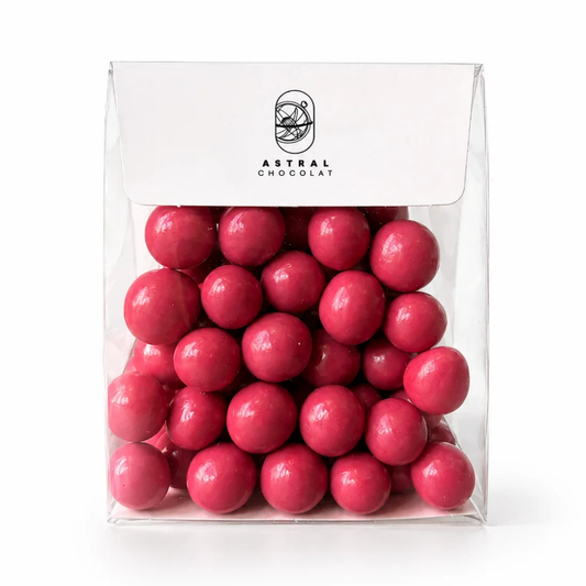Billes soufflées enrobées de Chocolat Blanc Framboise