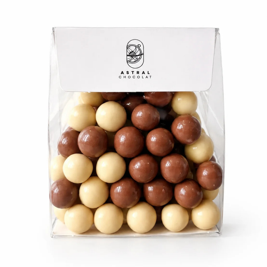 Billes soufflées enrobées de Chocolat au lait & Blanc