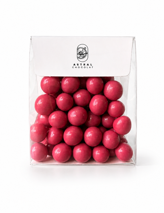 Billes soufflées enrobées de Chocolat Blanc Framboise