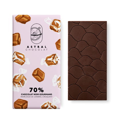 Chocolat Noir 70% - Morceaux de caramel croquant
