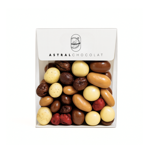 Sélection de fruits secs enrobés de chocolat