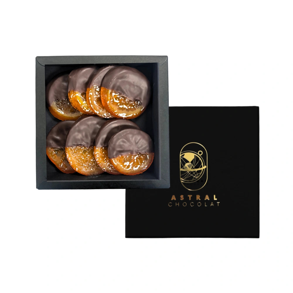 orangettes confites enrobées de chocolat noir 70% astral chocolat artisanal