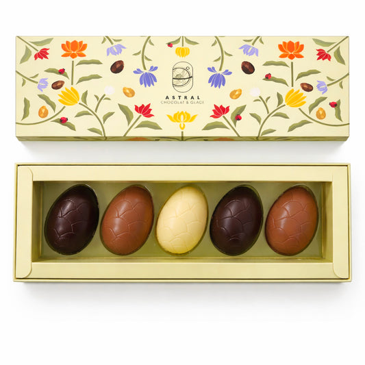 Coffret de 5 demi-œufs glacés enrobés de chocolat